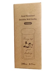 Water Bottle Heat Resistant Double Wall Bottle Panda 240 ml New - Picture 1 of 2