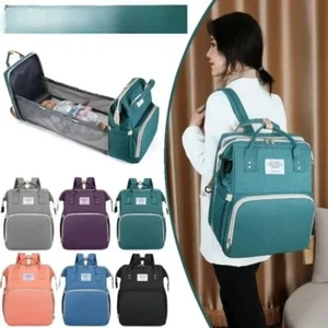 Foldable Large Mummy Bag Baby Bed Backpack Maternity Nappy Diaper Milk AU STOCK - Picture 1 of 13
