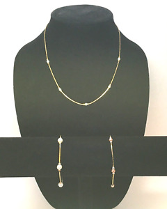 dainty faux pearl & simulated gold necklace and two bracelets