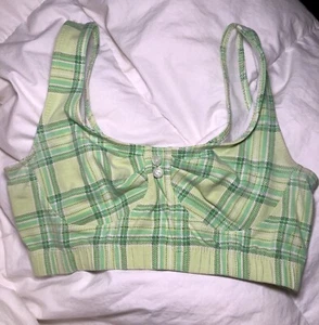 Green gingham plaid bra Size S vintage Kathy Ireland - Picture 1 of 6