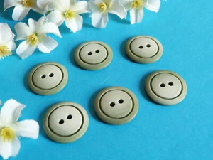 1346BTER Chequerboard Buttons " Spring " Green Tender Lot 6 Buttons EP Vintage - Picture 1 of 4