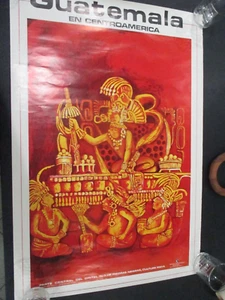 VTG GUATEMALA TRAVEL POSTER ORIGINAL INSTITUTO GUATEMALTECO 34"X23 1/4" RARE - Picture 1 of 10