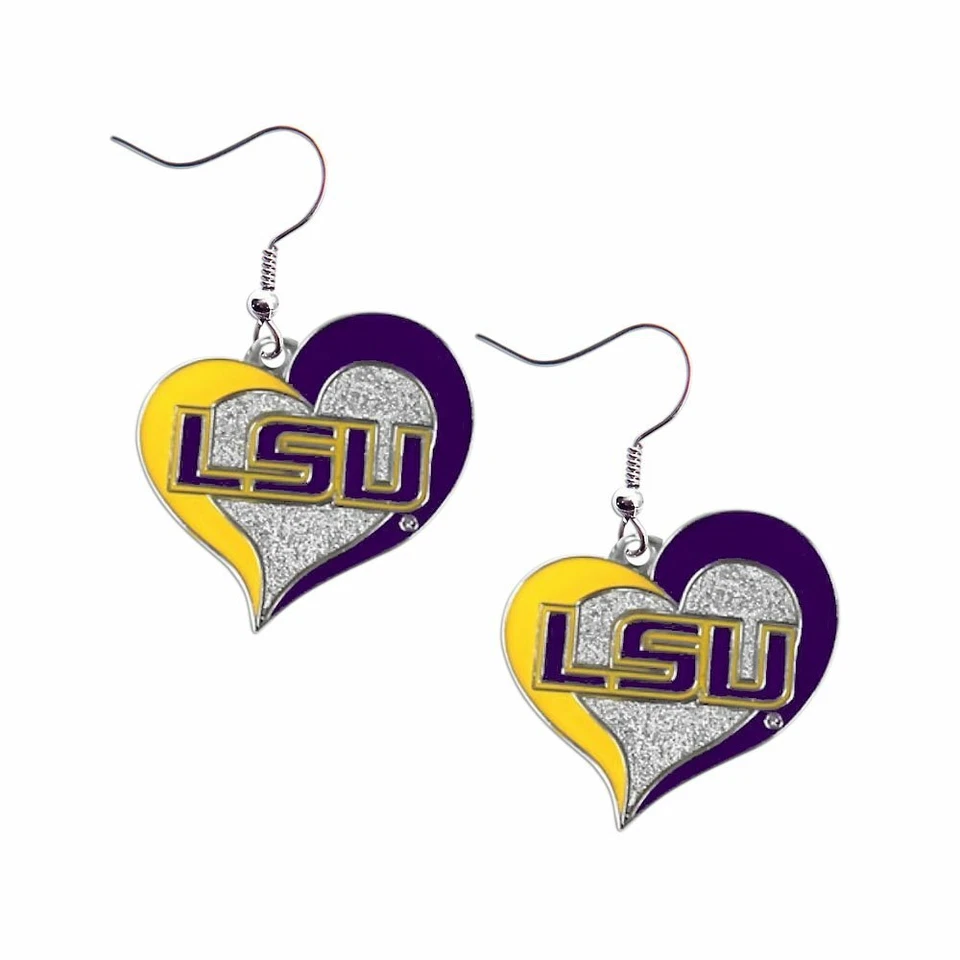 LSU Tigers NCAA Team Swirl Heart Earrings - Image 1 of 1