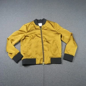 Gorman Womens Bomber Jacket 8(AU) XS Gold Full Zip Satin Retro Cropped Varsity - Picture 1 of 9