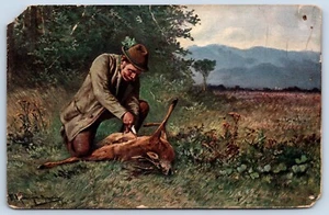 Postal c1907 Hombre Limpieza Ciervo Campo Aderezo Buck Caza - Imagen 1 de 2
