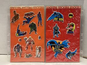 Marvel DC He-Man Zaxxon puffy sticker sheets vtg 1982 batman superman Sega G572