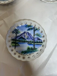 (3)4” Diameter Wales Made In Japan Mt. Moran Elv 12,100 Ft Vintage Hanging Plate - Picture 1 of 4