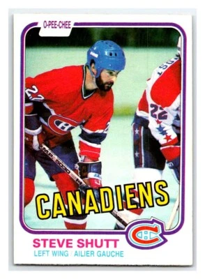1981-82 O-PEE-CHEE STEVE SHUTT NHL HOCKEY CARD #180 MONTREAL CANADIENS STAR NMMT - Image 1 of 2