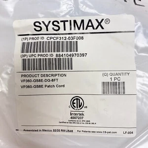 Commscope Systimax CPCF312-03F008 VP360-GS8E-DG-8FT RJ45 Patch Cord - Picture 1 of 3