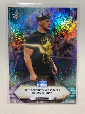 King Corbin Slyly Attacks Roman Reigns 2021 Topps #18 WWE Foilboard Card - Image 1 of 2