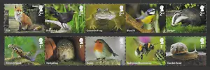 GB 2025 GARDEN WILDLIFE BIRDS ROBIN BLACKBIRD BLUE TIT FOX BEE FROG SET MNH - Picture 1 of 1