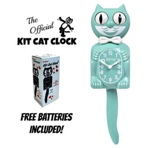 OCEAN WAVES KIT CAT CLOCK 15.5" Retro Green Free Battery USA MADE Kit-Cat Klock - Picture 1 of 5
