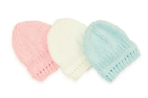 3 Hats' Set, Pink, White + Blue for Premature Size Baby. - Picture 1 of 2