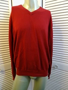 Mens ORVIS Cotton/Silk/Cashmere Long Sleeve V Neck Pullover Sweater RED Large L - Picture 1 of 6