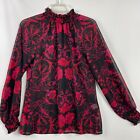 Eva Mendes by New York Top Women's XS Sheer Blouse Red Black Floral