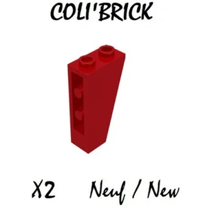 Lego 2449 - 2x Brique pente Slope Inverted 75 2x1x3 - Red / Rouge - NEUF - Picture 1 of 1