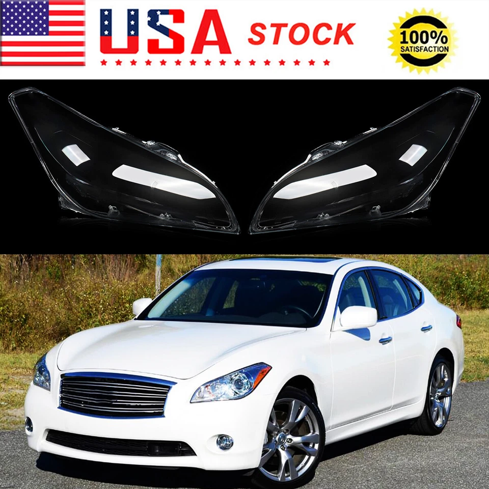 1 Pair LH+RH Side Headlight Cover Clear For Infiniti M25 M35h M37 M56 2011-2013 - Image 1 of 4