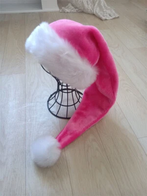 7 Colors Christmas Long Hat Plush Long Xmas Costume Pompom Santa Claus Cap Adult - Image 1 of 4