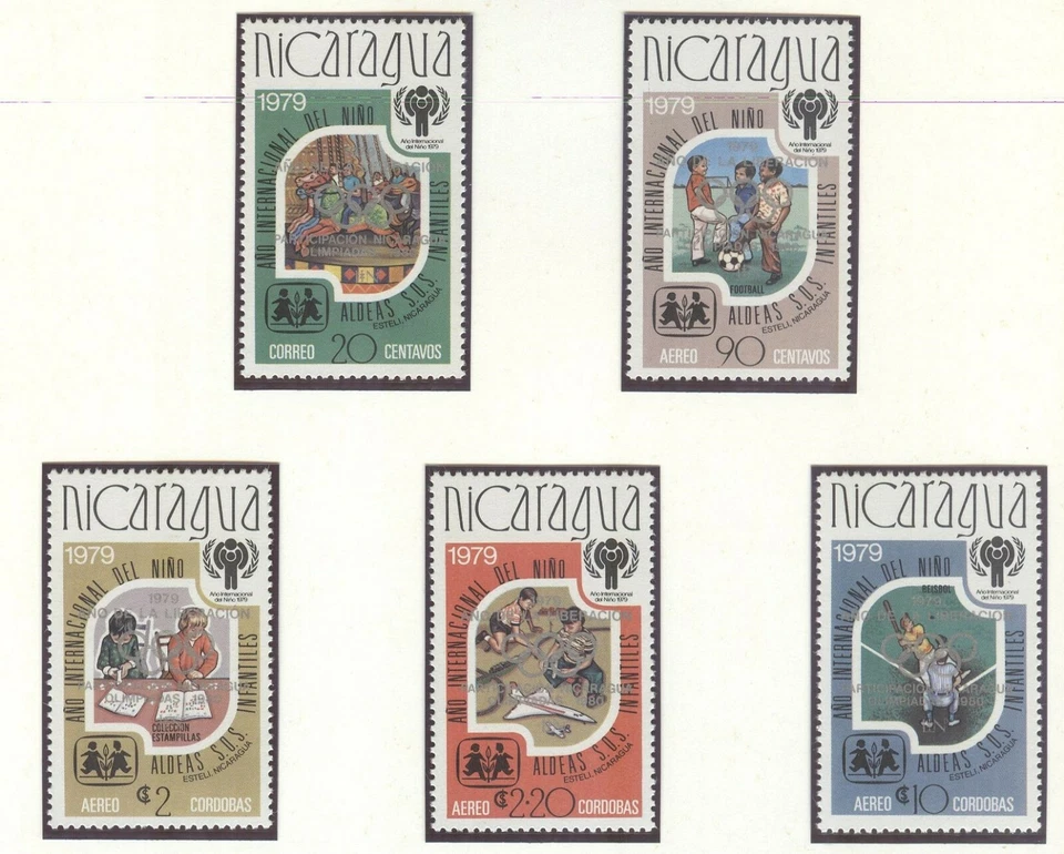 NIcaragua Olympic Games Moscow 1980 perforated set and block MNH - Image 1 of 2