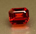 6.05 Ct Treated  Certified Orange Sun Stone Emerald Cut Loose Gemstone