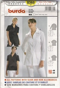 Burda Sewing Pattern 8360, Semi-Fitted Blouse, Size 10 - 22, Uncut - Picture 1 of 1