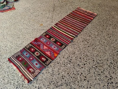 1.8x7 ft ANTIQUE RUNNER RUG WOOL HAND-KNOTTED vintage handmade turkish runner - Image 1 of 4