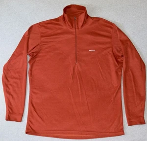 Patagonia Shirt Mens Medium Burnt Orange Capilene 1/4 Zip Pullover Base Layer - Picture 1 of 24