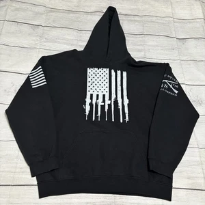 Grunt Style Hoodie Herren Größe Large schwarz Gewehr Flagge Amerika Pullover Sweatshirt - Bild 1 von 10