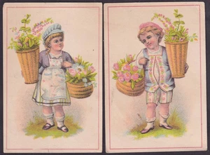 2 Spencer & Perkins Dry Goods price list trade cards Troy NY Kids carry baskets - Picture 1 of 1