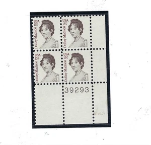 US # 1822- "Dolly Madison"  - plate Block of 4 @ c 15 MNH FREE MOUNT & SHIPPING - Picture 1 of 2