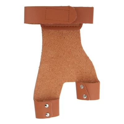 Archery Shooting Glove Brown Hand Guard PU Leather 2 Finger Protector Left Hand - Image 1 of 4