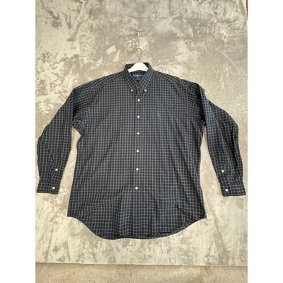 Camisa Ralph Lauren Blake a Cuadros con Botones para Hombres L Manga Larga Algodón Verde Azul Marino Foto 1 de 4