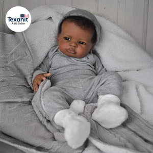Realistic Reborn Baby Dolls Black Boy, 20 Inch African American Newborn Boy Doll - Picture 1 of 12