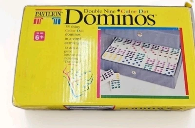 Dominos Double Nine Color Dots by Pavilon. 12 Game Instructions included 1992 - Image 1 of 4