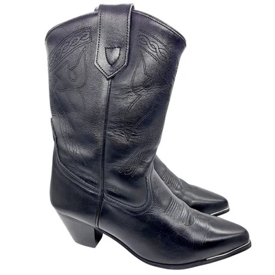 Botas vaqueras occidentales de cuero negro Oak Tree Farms para mujer talla 6 hechas en México Foto 1 de 4