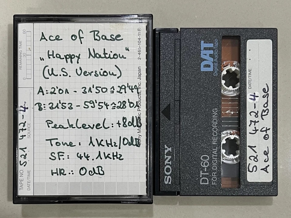 Ace Of Base - Happy Nation (U.S. Version) DAT Production Master Cassette Tape - Image 1 of 3