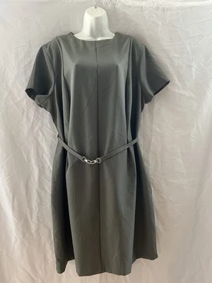 H&M Olive Green Shift Pencil Lined Dress Size XXL  Back Slit - Image 1 of 4