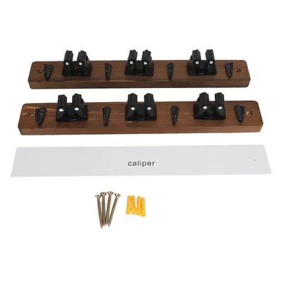 2pcs Mop Broom Holder 3 Positions 4 Hooks Wall Mount Mop Rack Wood Broom Ha Kit - Image 1 of 4