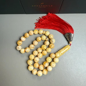 Handgefertigte weiße Bernstein Misbaha Tasbih islamische Gebetsperlen 10 mm 29,4 g - Bild 1 von 3