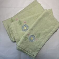 Set of 4 Spring Flowers Cloth Napkins Light Green 17"x17”
