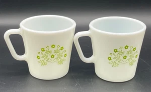 2 Pyrex Coffee Cup Mug Milk Summer Impressions Green Honeydew Flowers READ - Picture 1 of 13