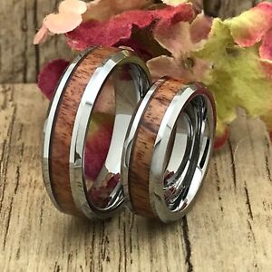 Wood TUNGSTEN Wedding Rings, Personalize Wood Tungsten Ring Anniversary Rings