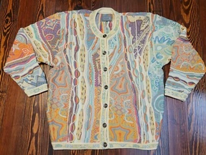 Coogi Australia Crewneck Button Down Sweater Jacket Tag SMALL Fits MEDIUM - Picture 1 of 8