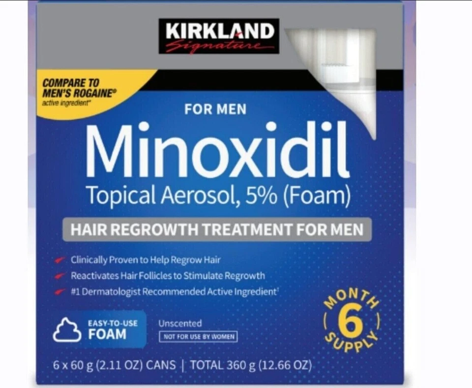 Kirkland Minoxidil 5% Foam Men, Hair Regrowth Hair Loss Treatment 6 Month - Image 1 of 1