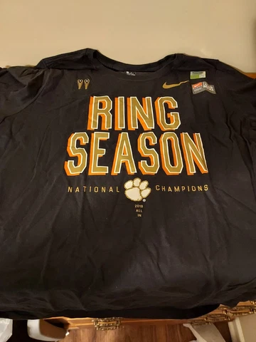 Clemson Tigers T Shirt College Football National Champions Ring Season Nike L Cover
