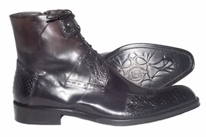 Jo Ghost 902 italienische schwarze Herren-Schnürstiefeletten mit Reißverschluss, Piton-Print - Bild 1 von 3