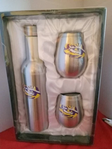 LSU Tigers 28 oz. Bottle & 12 oz. Tumbler Set NEW IN BOX Cover
