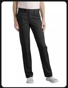 Dickies Girls Pants School Uniform Slim Fit Straight Leg Stretch Twill Black 13 - Picture 1 of 6