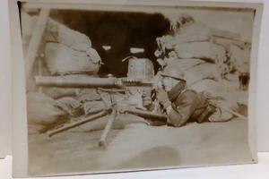 WWII Japanese Soldier Laying Down Firing Machine Gun Original Photo RRP 670 - Picture 1 of 5