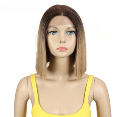 10 Inch 1B Color Short Straight Wigs Synthetic Wigs Hair Lace ombre blonde - Image 1 of 4